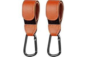 LECTNORE 2Pcs Buggy Clips, Pram Clips Pram Hooks for Bags Buggy Clips for Pram Heavy Duty Stroller Hook Clips for Shopping Bags, Mommy Diaper Bag, Changing Bag Holders for Pushchairs(Reddish Orange)