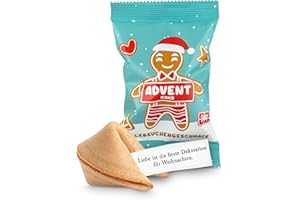 ‎SCHÖNE GÜTER Glückskekse Weihnachten Lebkuchenmann 15 Glückskekse in der Tüte mit Lebkuchengeschmack im Advent und als Füllung für den Adventskalender, Nikolaus Geschenk, Wichtelgeschenk