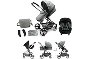 Nania - Passeggino combinato 3 in 1 GIULIA - Da 0 a 36 mesi - Pieghevole e reclinabile + Seggiolino auto BEONE EVO i-Size 40-85 cm - Posteriore strada + Accessori inclusi