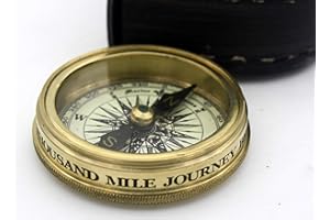 SARA INTERNATIONAL Delhi arts Robert Frost Gedicht gravierter Kompass mit Lederetui, einzigartiges Vintage-Geschenk für alle Gelegenheiten, Camping-Kompass, Bootfahren, Geschenkkompass, Ehemann, 5.1 cm rund