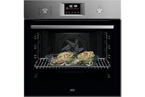 AEG Forno da Incasso Multifunzione, TU5AB42SM, Serie 5000, SurroundCook, Capacitá 72L, Autopulizia AquaClean, Riscaldamento rapido, Classe A+, Display, LED