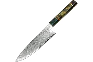 hajegato Coltelli da Cucina Damasco Unico Nel Suo Genere Manico Professionale Coltello Giapponese (Gyuto 8")