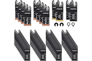 PECHAM 64PCS Multi Tool Blades Professional Universal Saw Blades for Wood Plastics Metal Quick Release Multi Tool Kits Fit Rockwell Ridgid Ryobi Milwaukee Chicago Craftsman and More