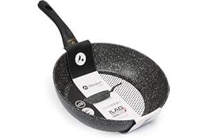 ALLESKEN Ilag Basic Patelnia na indukcję, nieprzywierająca do wszystkich rodzajów kuchenek, patelnia powlekana z uchwytem odpornym na wysokie temperatury, aluminiowa, odporna na zarysowania i ścieranie, 28 cm