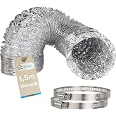 DL-pro Aluminium Exhaust Air Hose 1.5 m &Oslash; 100/102 mm Aluminium Hose Outlet Pipe Ventilation Hose for Air Conditioning Dryer C