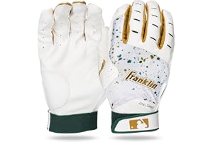 Franklin Sports MLB Batting Gloves - 2nd Skinz Drop Baseball + Softball Batting Gloves - vuxen + ungdom premium läderpar - vit + F. Grön - ungdom liten
