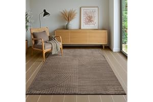 ‎THE CARPET the carpet Everest Modern Short Pile Rug Living Room Bedroom with High-Low Effect, 3D Effect, High Pile Density and Pleasantly Soft, Panglao Design, Brown, 160 x 230 cm