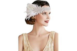 BABEYOND Fascia Charleston Anni 20 con Piume di Pavone, Fascia Capelli Donna Anni 20, Accessori Anni 20 Donna Gatsby