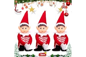 BBLTIFF Juego de 3 Elfo Navidad, Juego de Elfos 35CM, Elfo Navidad Muñeco, Muñeca Suave de Pierna Larga Travieso Duende con Cuerpo Suave y Cara de Vinilo, para Decoración Navideña
