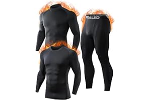 TELALEO Thermounterwäsche Herren, Funktionsunterwäsche Skiunterwäsche Winter Thermowäsche Set Warm Weich Funktionswäsche atmungsaktiv Thermo Unterwäsche Thermounterhemd Thermounterhose für Männer