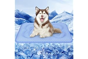 Rywell Entfärbung Kühlmatte für Hunde - Wasserdicht Waschbar selbstkühlend Hundematte Bett mit Arc-Chill & PCM Tech - Extra dick rutschfest Tragbar Geruchlos Hund Kühldecke für Haustiere Sommer - L