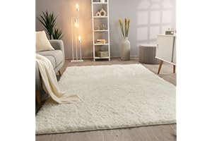 ‎PACO HOME Paco Home Hochflor Teppich Wohnzimmer rutschfest Fellteppich Shaggy Flauschig Weich Modern Kunstfell Fell Imitat Einfarbig, Grösse:140x200 cm, Farbe:Weiß