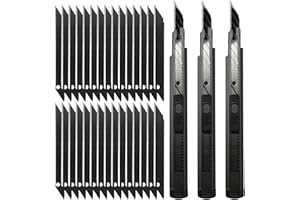 FOSHIO 3 pezza Taglierina di precisione Taglierino Professionale Cutter Utilità Taglierino di Precisione con 30° della Lama 30 Snap-Off Lame 9 mm per Arti Grafiche/Vinile Auto Nero