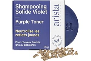ARISTA AYURVEDA Arista Shampoing Violet Solide | Huile de Ricin & Poudre d'Amla | Sans Sulfate | Dejaunisseur Cheveux Blond | Anti Jaunissement | Pour Cheveux Colorés