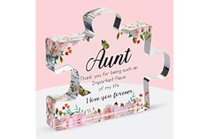 Velenti Aunt Gifts from Niece - Engraved Acrylic Block Puzzle Piece - Cute Auntie Present with Lovely Saying - Fancy Favorite Aunt Gift - Birthday, Christmas, Chic Decoration Piece