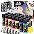 Colorful Fabric Paint Set for Clothes 26 Colors -60ml Permanent Textile Paint Puffy Paint Kit for Shoes, Canvas - Non-Toxic Slick Painting Set for Adults, Beginner & Artists