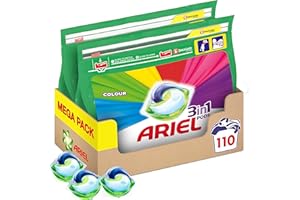 Ariel 3 in 1 Pods, detersivo liquido per bucato per detersivi colorati, compresse/capsule, 110 lavaggi (55 x 2)