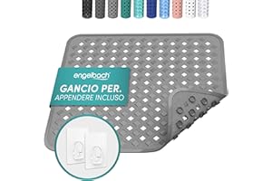 Engelbach® Tappetino doccia antiscivolo 53x53cm - Tappeto con 2 ganci per asciugatura rapida - Senza BPA, antimuffa e antibatterico - Lavabile in lavatrice
