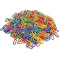 MOLIMI 100 Pcs Plastic Hooks Chain Links, Mix Color Rainbow DIY C-Clips Chains Hooks Swing Climbing Cage Toys for Small Pet Rat Parrot Bird, Children's Learning Toy