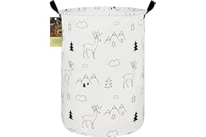 HUNRUNG Grand panier à linge en toile léger et pliable pour ranger les jouets, les vêtements sales, pour dortoirs, chambre d'enfant, salle de bain (cerf de forêt)