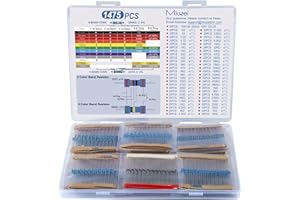 Miuzei 1475 Stück Widerstand Sortiment Enthält 52 Resistor Werte Kit 1/4W Hochgenaues Metallfilm 0 Ohm to 5,6M Ohm Widerstände Set 50 Stück IN4148 Switching Diodes Elektronik DIY-Projekt