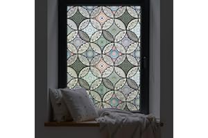 ‎DKTIE dktie Dekorfolie Glasmalerei Fensterfolie Sichtschuzfolie Milchglasfolie Kreise Statisch Haftend Privatsphäre Fensteraufkleber (Schwarz, 60 x 200 cm)