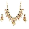 Sasitrends Traditional Micro Gold Plated Multi Color AD American Diamond Jewellery Necklace Jewellery Set for Women and Girls