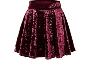 URBAN GOCO Damen Mädchen Basic Mini Skater Rock Samt Stretch Rock