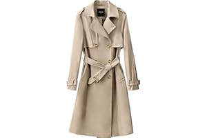 OROLAY Trench Lungo da Donna con Cintura Trench Leggero Doppiopetto con Spolverino