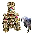 PINVNBY Large Parrot Toys Natural Wood Bird Chewing Blocks Tearing Toy Cage Bite Decorative Accessories for African Grey Macaws Cockatoos