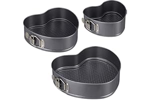 ‎RELAXDAYS Relaxdays Herzbackform 3er Set, romantische Kuchen & Torten, 3 Größen, antihaft, Springform, Carbonstahl, anthrazit, 7 x 25 x 23.5 cm