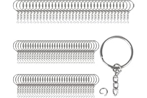 SLFYEE 100 Piezas Anillas de Metal Partido Anillo Dividido Split Llaveros con Cadena de Eslabones para DIY Llaves Artesanías Bisutería
