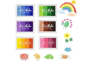 CafullCon 6 Stück Stempelkissen Bunt, 24 Farben Stempelkissen fingerabdrücke Ungiftig Abwaschbar Stamp Pad, Fingerstempelfarbe Bunt für Papier Handwerk, Stoff Malerei, DIY, Geburtstag Geschenk