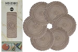 VEIZIBEE Tappetini da Tavolo，Resistente al calore intrecciato Pizzo Tovagliette da Pranzo Tappetini da Pranzo Lavabili Antiscivolo Rotondi Cucina Tavolo da Pranzo Stile Europeo (Caffè, 30cm)