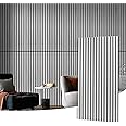 Art3d 2 Wood Slat Acoustic Panels for Wall and Ceiling - 3D Fluted Sound Absorbing Panel with Wood Finish - Brushed Silver Covering 1.44㎡