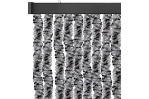 Arsvita Insektenschutzvorhang 56x185 cm (Breite x Länge) Flauschvorhang in Schwarz meliert für Wohnmobil, Wohnwagen, schmale Türen, Fadengardine Ø4cm