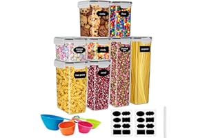 rokrist Scatola portaoggetti da cucina, set di 8, barattoli ermetici alimentari in plastica sigillata con coperchio, per conservare cereali, pasta, farina, cibo per animali domestici