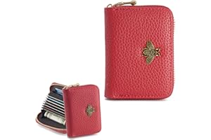 QIUTIMIY Etui na karty kredytowe damskie etui na karty z zamkiem błyskawicznym portfel, Czerwony, Nowoczesny