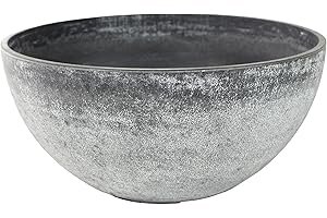 ‎BLUMIXX Pflanzschale Nova D35 cm in Beton – Nachhaltige Gartendeko aus recyceltem Kunststoff und Steinmehl, Ökologisches Design für Außenbereiche