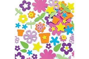 Baker Ross Pegatinas de Flores de Jardín Hechas de Espuma para Artesanía para Niños Perfectas para Decorar Tarjetas Álbumes Collages y Otras Manualidades de Niños (Pack de 200) (EK342)