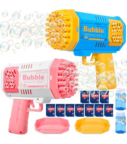 Pistolet à Bulles Électrique en Plastique Rechargeable, 79 Trous, Machine à Bull