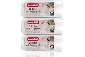 PROFISSIMO Müllbeutel mit Griff | 20 Liter | Reißfest & auslaufsicher | 3-120 Beutel (3x40 Beutel) | Verpackung & Produkt recyclebar