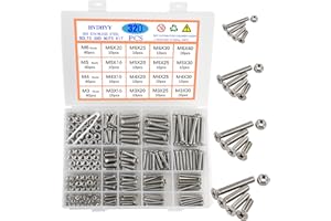 HVDHYY M3 M4 M5 M6 Bolt and Nut set Machine Phillips Screws & Nuts Assortment kit 304 Stainless Steel Button with a Reusable Storage Box (320pcs)