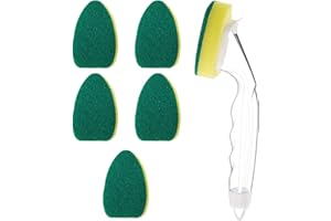 ALUYF 7 Stücke Küche Spüle Reinigung Bürste Portable Dish Wand Schwamm Schwamm-Pads Dish Wand Refills Ersatz Schwammk Include 1 Geschirrspülstab and 6 Ersatzkopf für Spülbecken Dishwand Reinigungsbürste