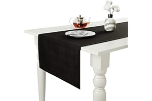 MISS SAVON Runner Tavola Moderno Tovaglia Natalizia Decorativo per Festa Ristorante Tovaglia Natalizia Antimacchia per Tavolo da Pranzo di alta Qualità Lavabile in Lavatrice (45 x 160 cm, nero)