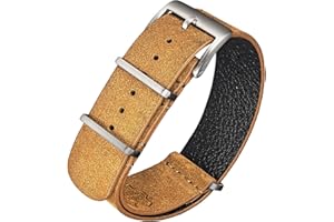 torbollo Zamszowy pasek do zegarka, styl NATO Zulu, jednoczęściowy, wojskowy pasek do zegarka, styl vintage, odcień 18, 20, 22 mm, zamiennik dla mężczyzn i kobiet