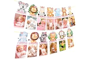 BACH AND BOOZY selva animal 1er cumpleaños decoración 12 meses foto banner salvaje un decoraciones safari animales tema hito fiesta suministros