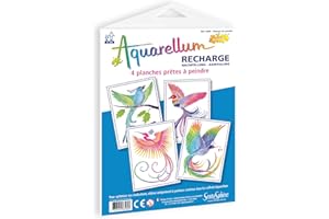SentoSphère - RECHARGE AQUARELLUM JUNIOR - PARADIS PTAKI - Wkład do kart Aquarellum - Zestaw malarski - Magiczny obraz Aquarellable - Od 5 lat - Wyprodukowano we Francji