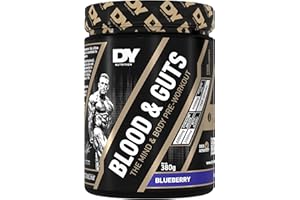 DY Nutrition - Blood and Guts Pre Workout Powder, 380g (Blueberry) - High Strength Preworkout with 350mg Caffeine, Citrulline Malate, Beta Alanine, Arginine AKG, L-Tyrosine, Vitamin B3 for Men & Women