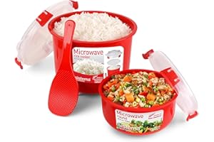 ‎SISTEMA Sistema Microwave-Reiskocher | 2,6 l | runde Mikrowellen-Frischhaltedose (915 ml) | BPA-frei | rot [82001]